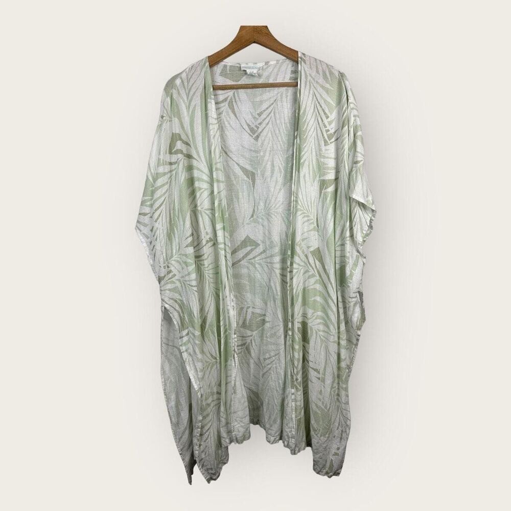 Cynthia Rowley Women's Linen Blend Kimono Tropical Beach Swim Coverup One Size